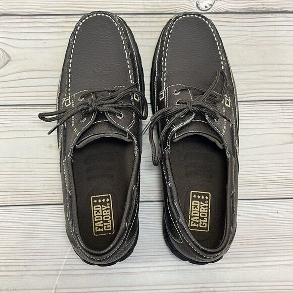 Faded Glory Mens 12 Bown Faux Leather Boat Shoe Kilroy IV Lace-Up Driving Loafer - Picture 6 of 13